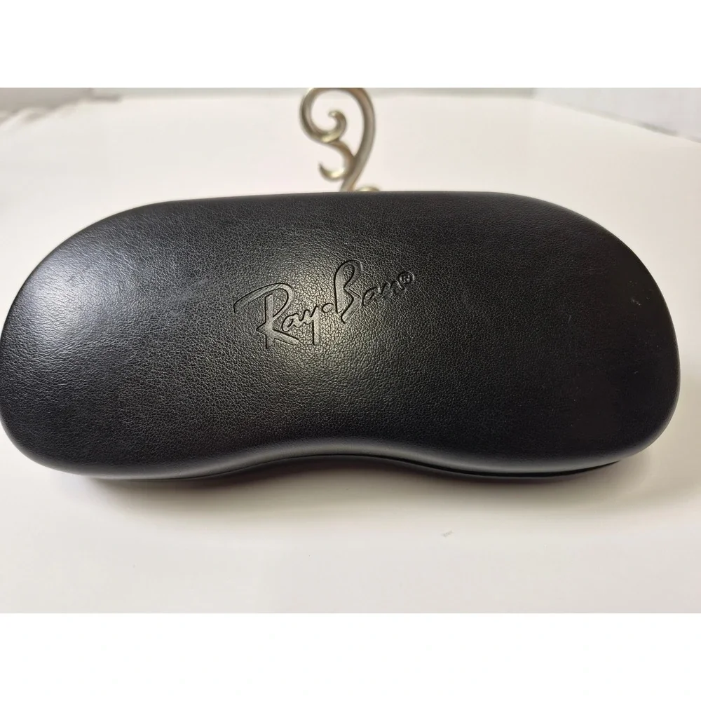 Ray-Ban Black Hard Clamshell Sunglasses Case with Cleaning Cloth Logo Embossed